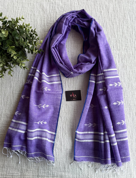 Jamdani Handloom Cotton Stole with Tassels