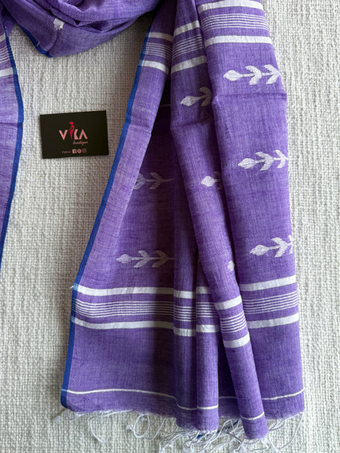 Jamdani Handloom Cotton Stole with Tassels