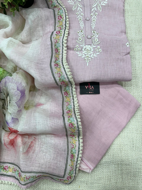 Semi stitched linen salwar material