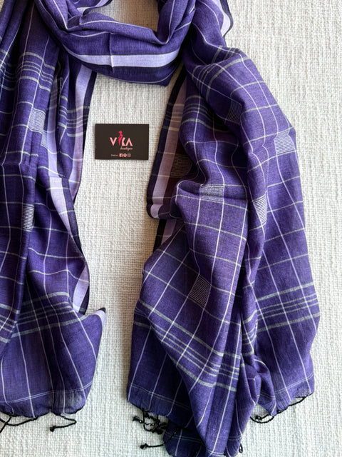 Jamdani Handloom Cotton Stole with Tassels