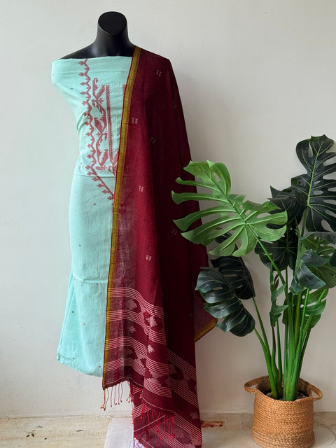 Semi stitched printed linen salwar material