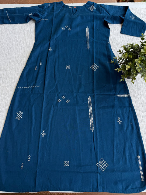 Blue embroidery pure cotton suit set