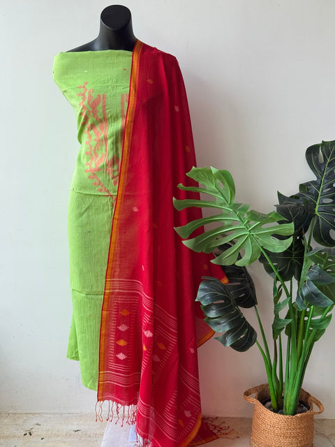 Semi stitched printed linen salwar material