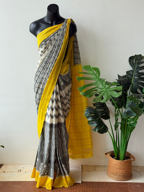 Handloom pure Ikat cotton saree
