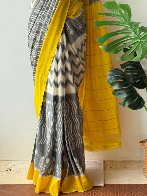 Handloom pure Ikat cotton saree