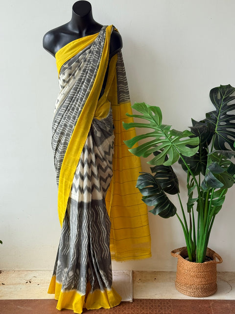 Handloom pure Ikat cotton saree
