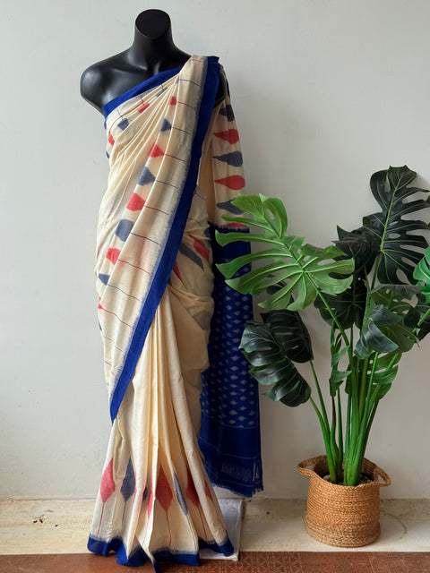 Handloom pure Ikat cotton saree