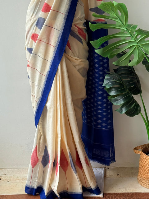Handloom pure Ikat cotton saree