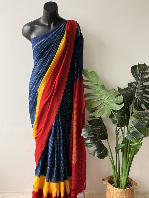 Handloom pure Ikat cotton saree