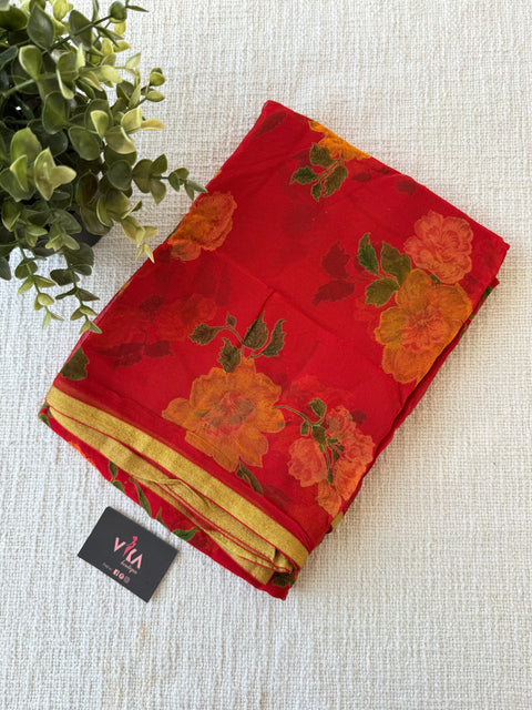 Floral Printed pure chiffon saree