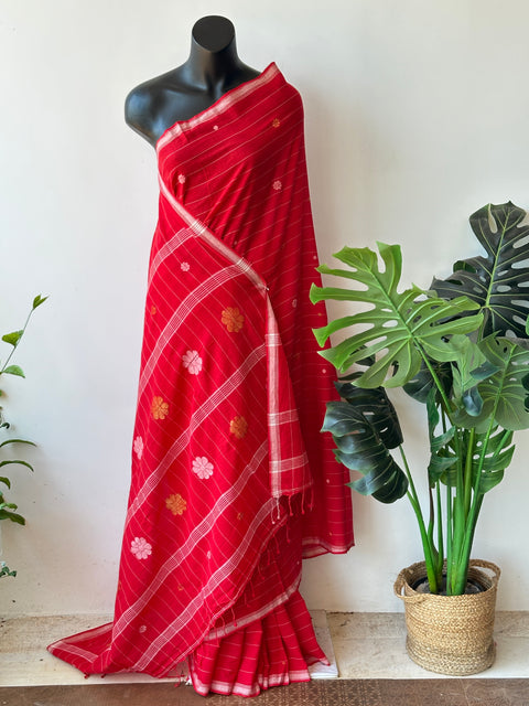 Handspun pure jamdani cotton saree