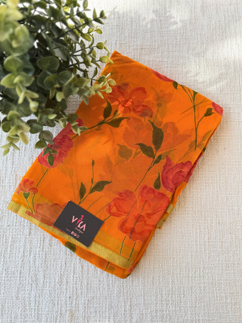 Floral Printed pure chiffon saree