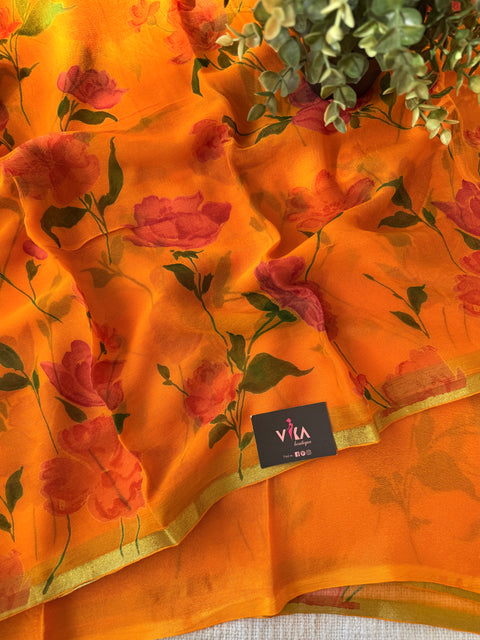 Floral Printed pure chiffon saree