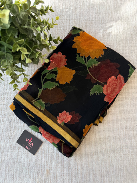 Floral Printed pure chiffon saree
