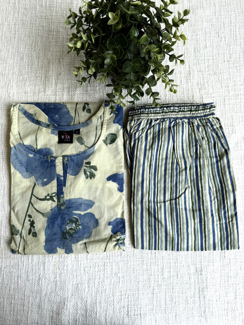 L size printed Cord Night suit