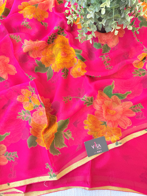 Floral Printed pure chiffon saree