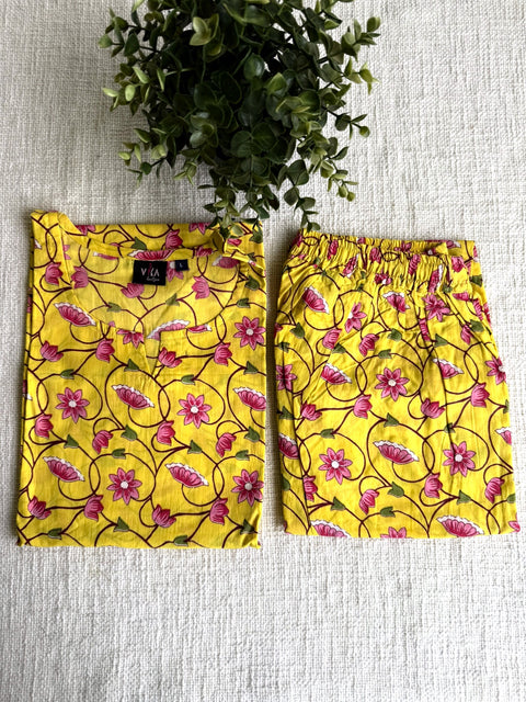 L size printed Cord Night suit