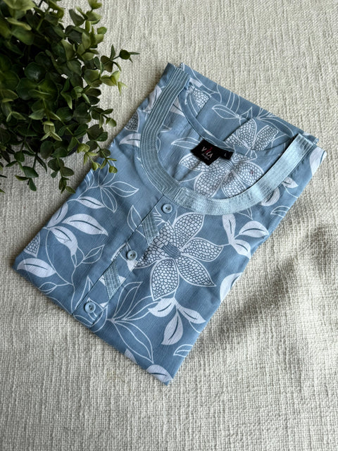 L size printed viscose cotton nighty