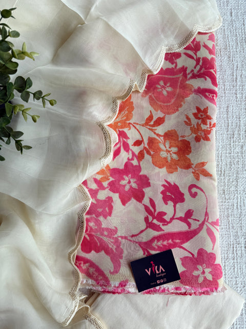 Printed muslin silk suit set