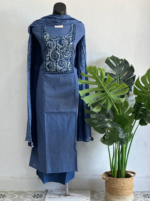 Applique design cotton salwar material
