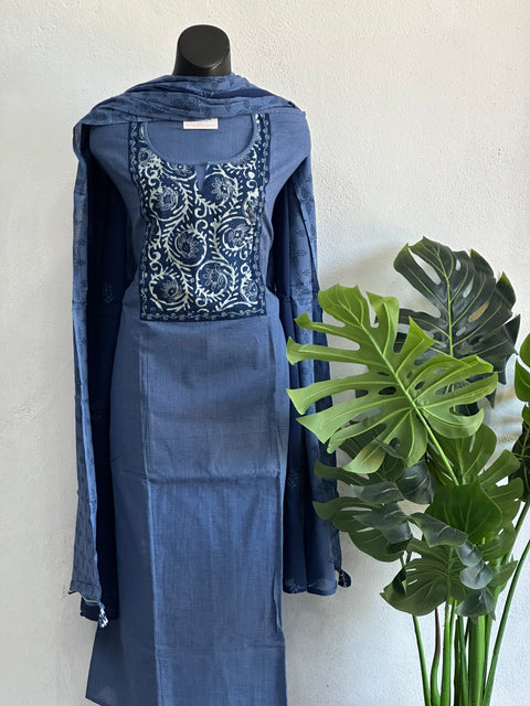 Applique design cotton salwar material