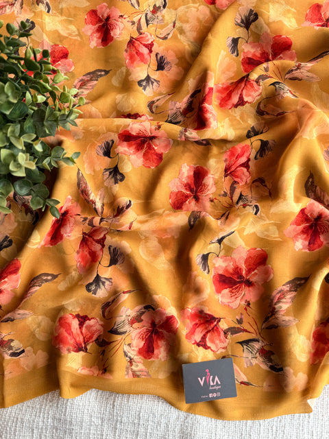 Floral printed georgette saree