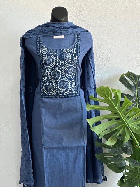 Applique design cotton salwar material