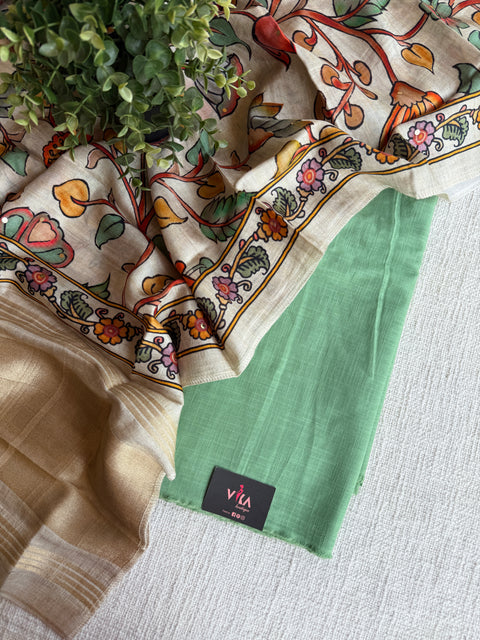 Cotton suit set with dola silk dupatta