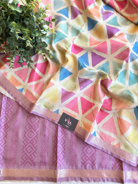 Digital printed raw tussar silk saree