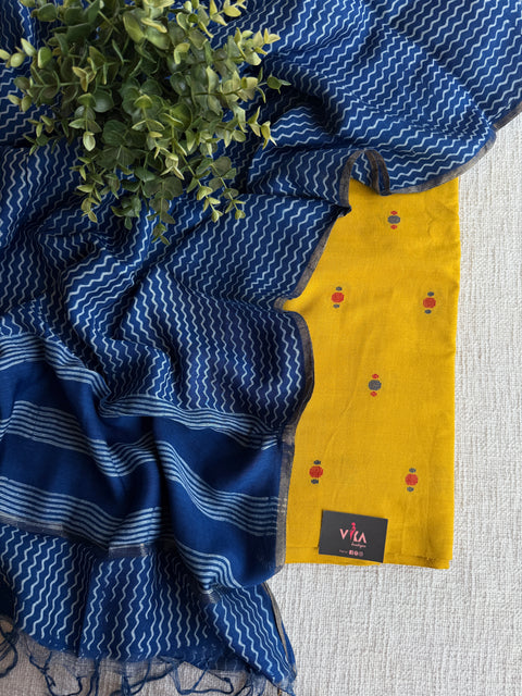 Cotton suit set with chanderi dupatta