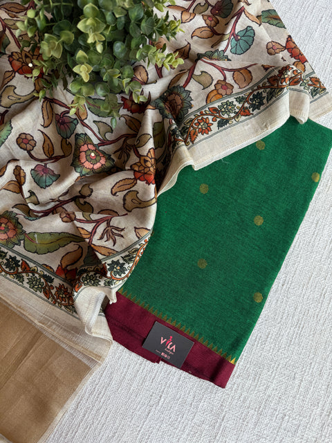 Cotton suit set with dola silk dupatta