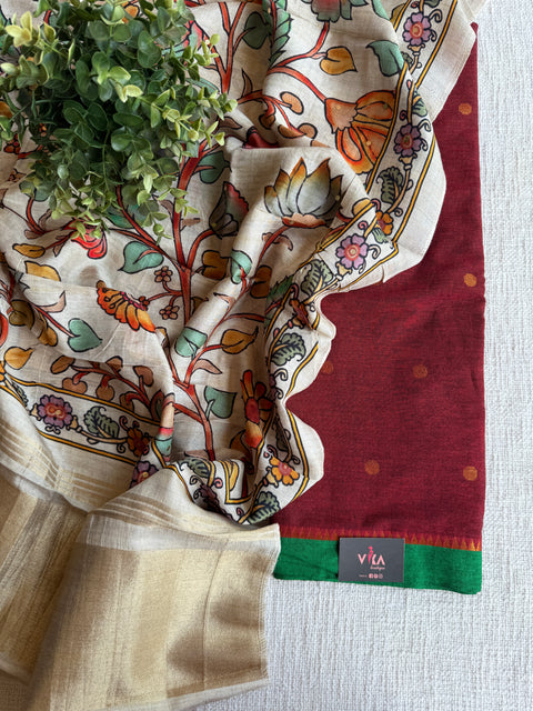 Cotton suit set with dola silk dupatta