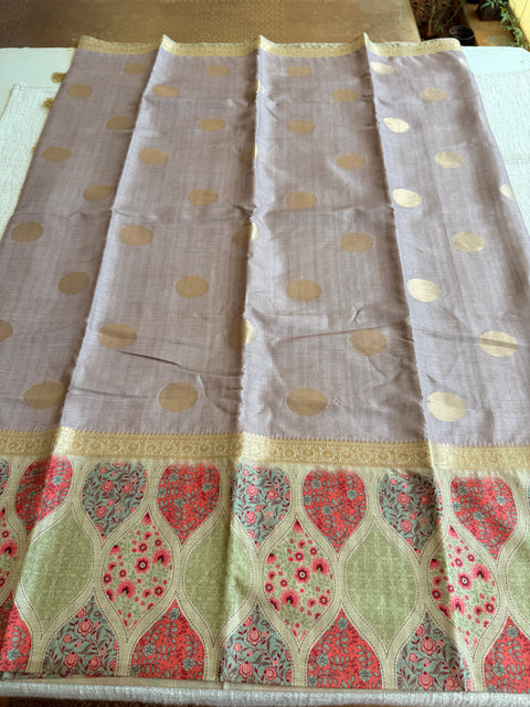 Coin bhutta digi border raw tussar saree