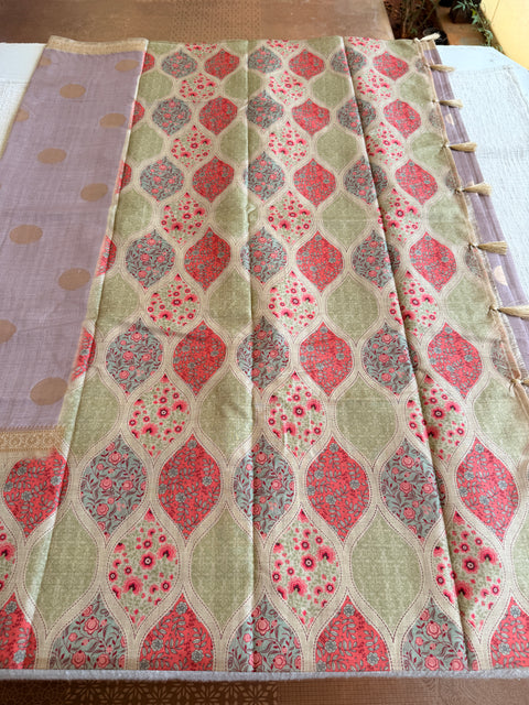 Coin bhutta digi border raw tussar saree