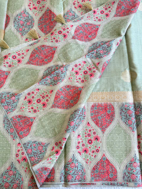 Coin bhutta digi border raw tussar saree