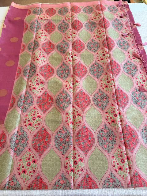Coin bhutta digi border raw tussar saree