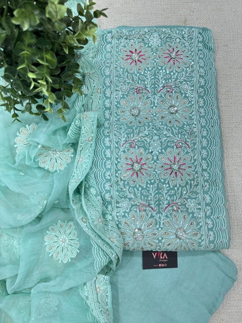 Chikan embroidery georgette material
