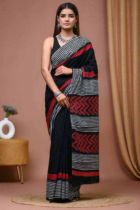 Printed mul cotton saree