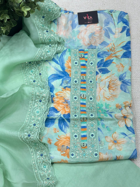 Floral printed muslin salwar material