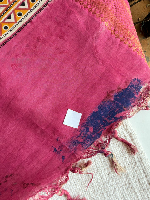 Damaged Kalamkari printed silk dupatta