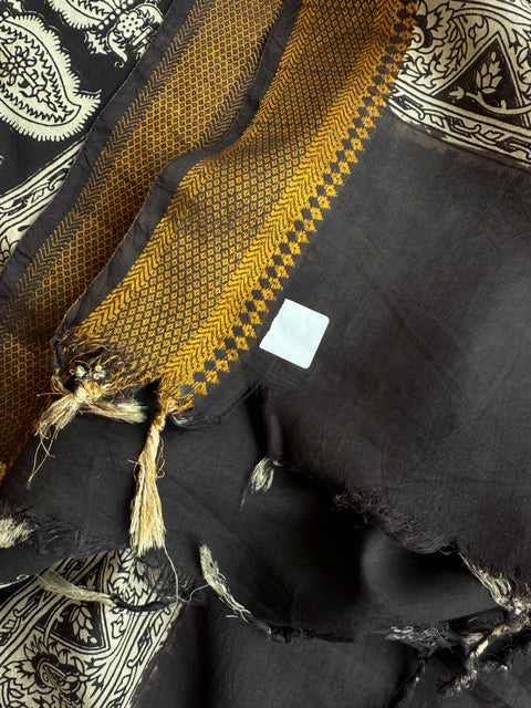 Damaged Kalamkari printed silk dupatta
