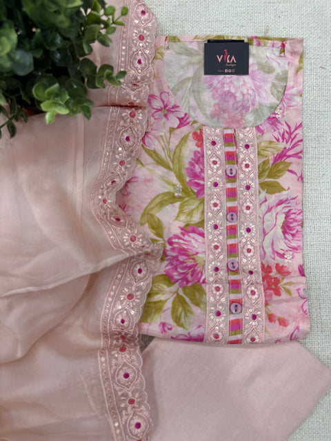 Floral printed muslin salwar material