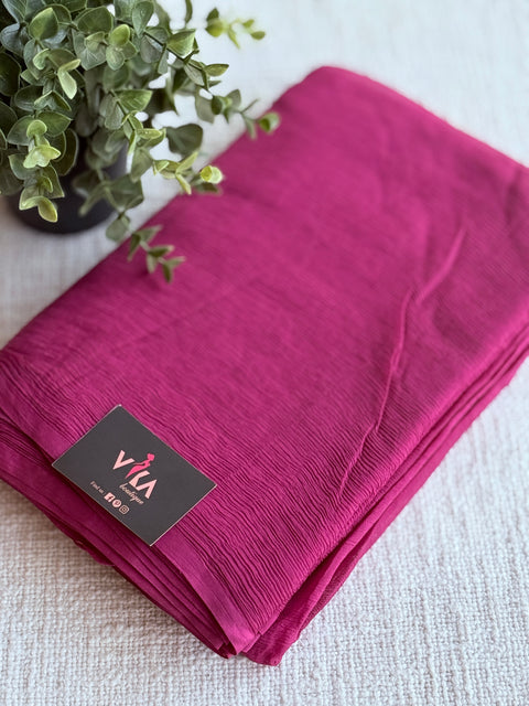 Plain pure chiffon saree - Wine berry