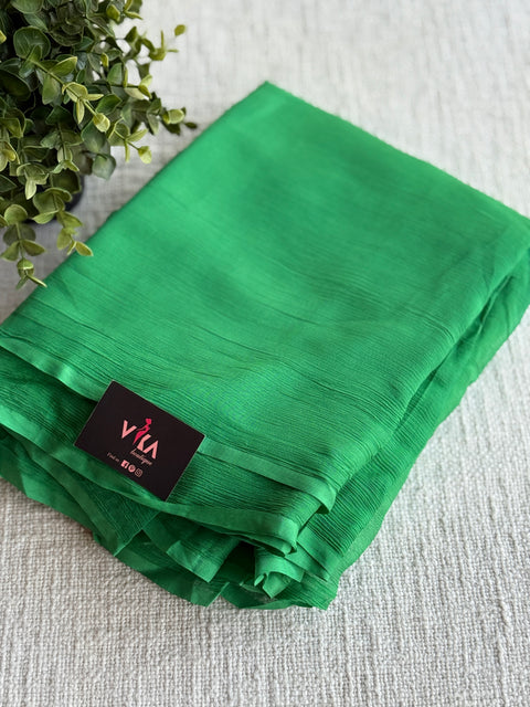 Plain pure chiffon saree - Spring green
