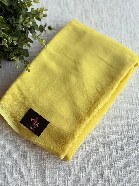 Plain pure chiffon saree - Daffodil yellow