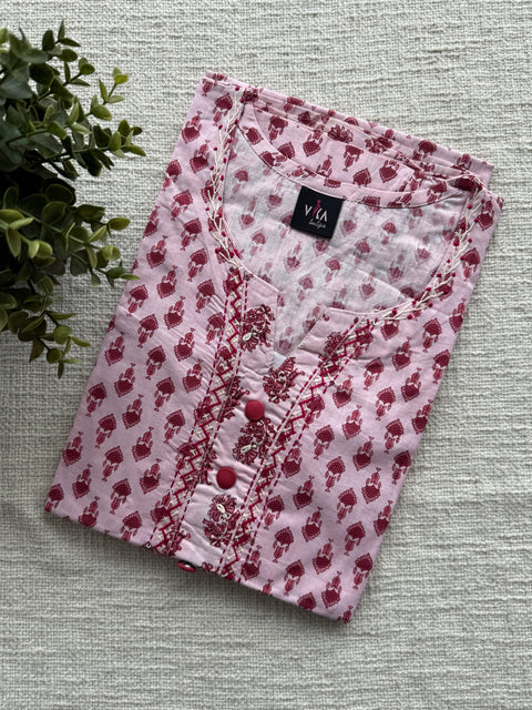 L size Printed/Embroidery Cotton Nighty