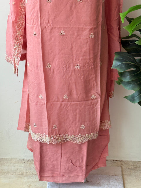 Neck emb Mul chanderi suit material