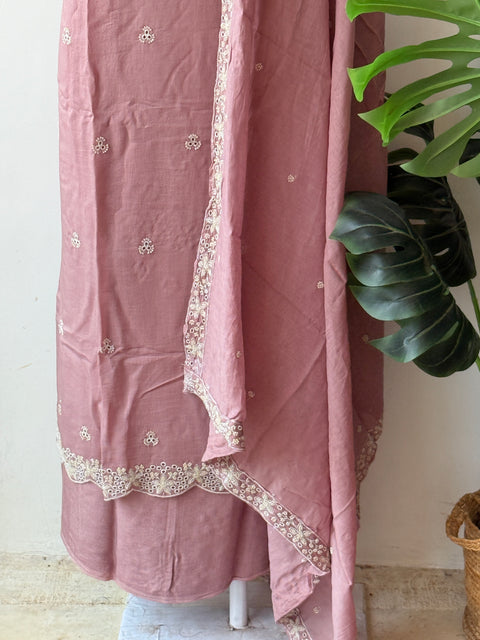 Neck emb Mul chanderi suit material