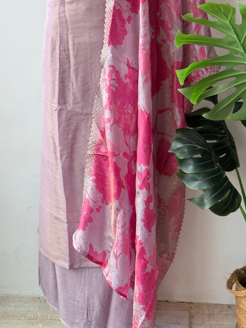 Neck emb tissue silk suit material