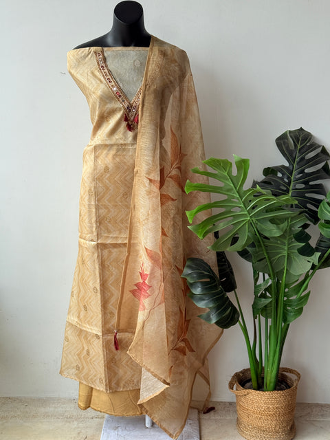 v neck printed kota suit material